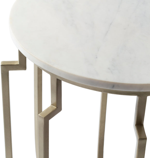 Hendrix HNX-001 End Table with White Top & Champagne Base by Surya