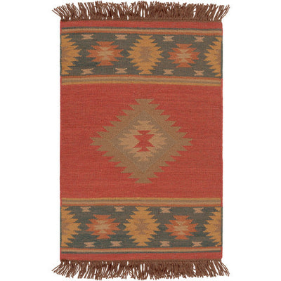 product image for Jewel Tone Wool Dark Red Rug Flatshot Image 82