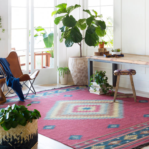 media image for Jewel Tone Wool Dark Red Rug Roomscene Image 2 281