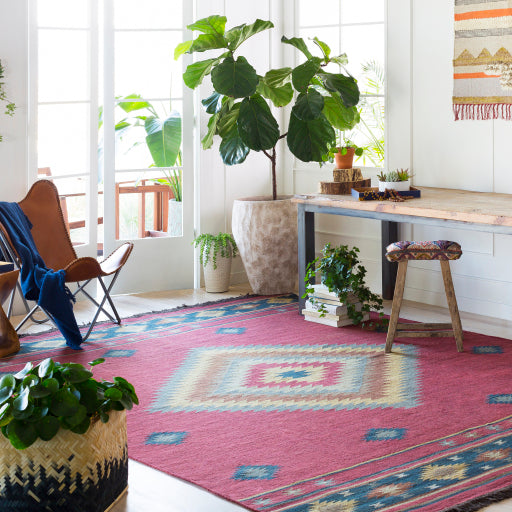 media image for Jewel Tone Wool Dark Red Rug Roomscene Image 292