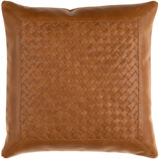 media image for Lawdon Leather Camel Pillow Flatshot Image 291