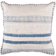 Lola 20 x 20 Block Print Pillow in Cream and Navy Blue