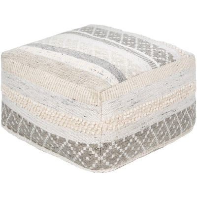 product image of Lorens Wool Taupe Pouf Flatshot Image 544