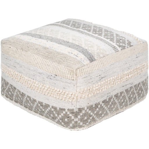 media image for Lorens Wool Taupe Pouf Flatshot Image 26