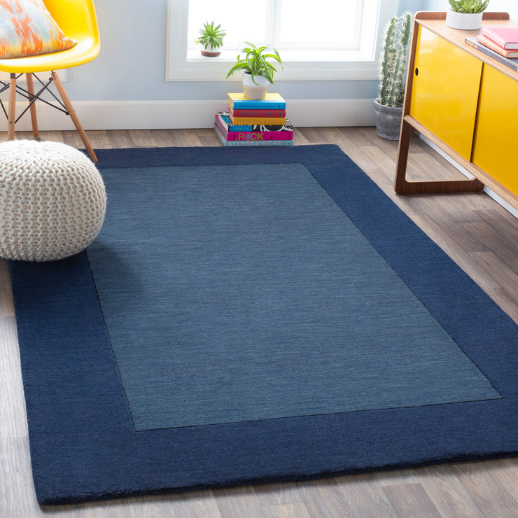 Mystique Collection Wool Area Rug in Midnight Blue and Ink