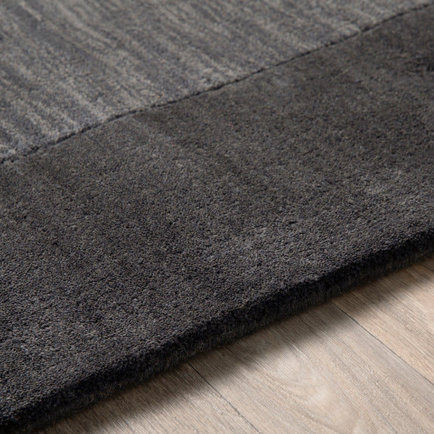 Mystique Collection Wool Area Rug in Jet Black and Charcoal Grey