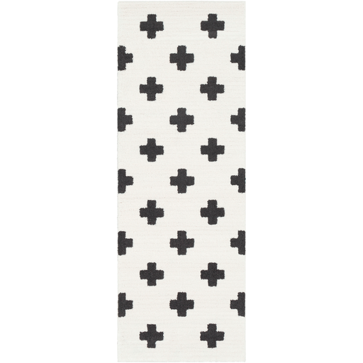 media image for Moroccan Shag Rug in White & Black 220