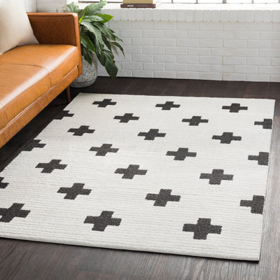 product image for Moroccan Shag Rug in White & Black 29