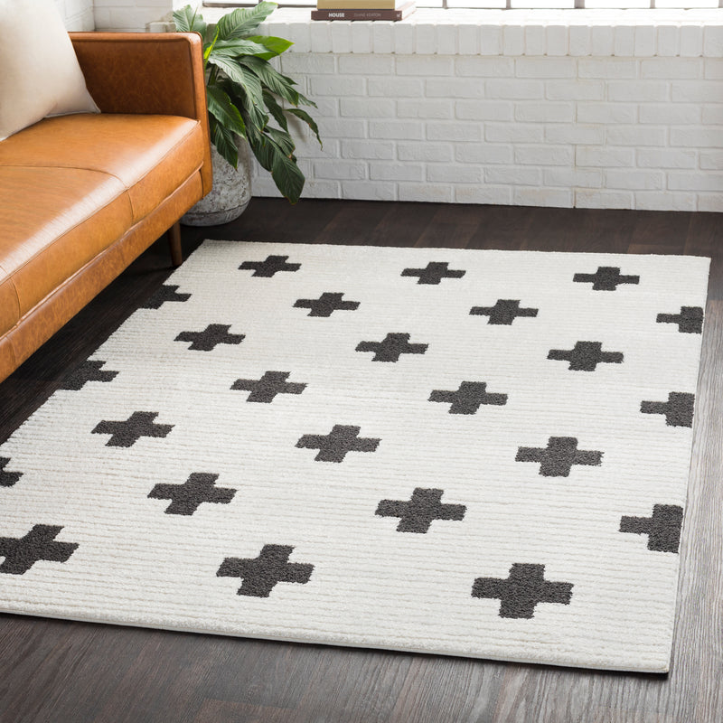 media image for Moroccan Shag Rug in White & Black 279