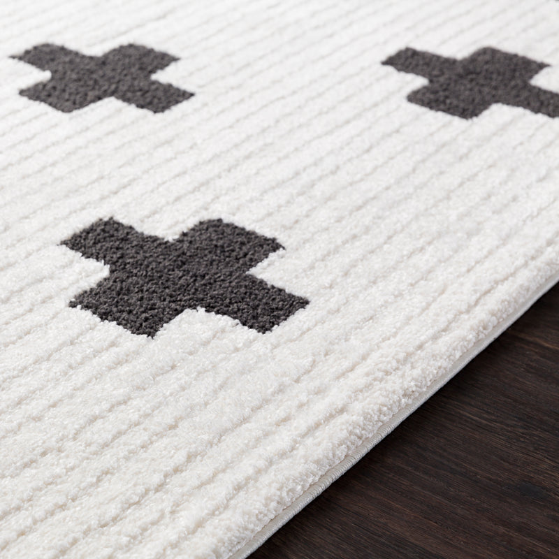 media image for Moroccan Shag Rug in White & Black 220