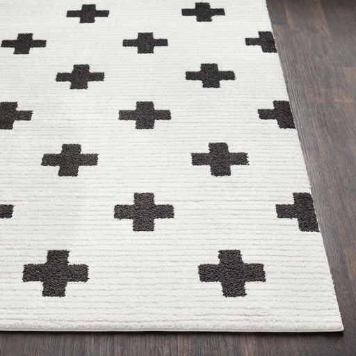 media image for Moroccan Shag Rug in White & Black 24