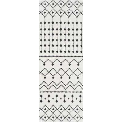 product image for Moroccan Shag Rug in White & Charcoal 13