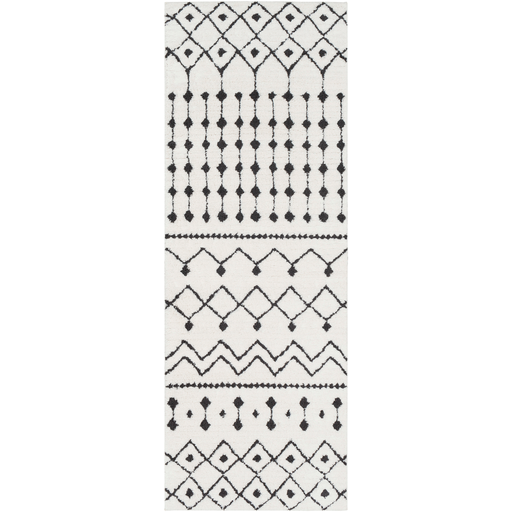 media image for Moroccan Shag Rug in White & Charcoal 287