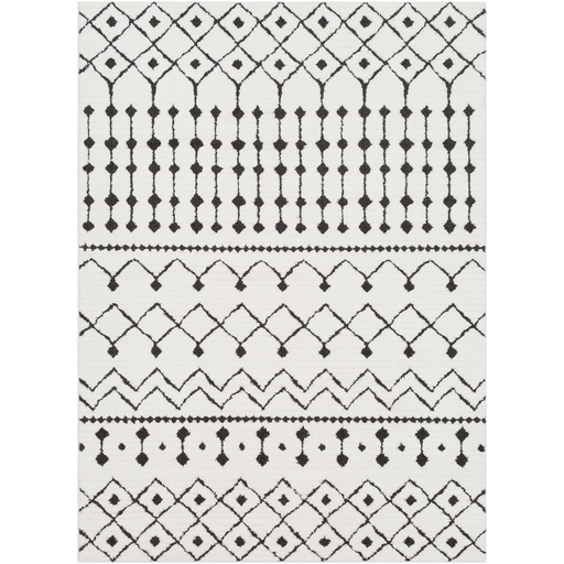 media image for Moroccan Shag Rug in White & Charcoal 287