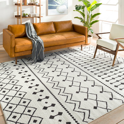 product image for Moroccan Shag Rug in White & Charcoal 17