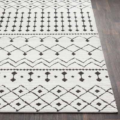 product image for Moroccan Shag Rug in White & Charcoal 67