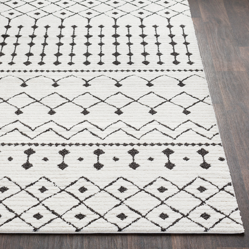 media image for Moroccan Shag Rug in White & Charcoal 247