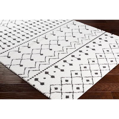 product image for Moroccan Shag Rug in White & Charcoal 85