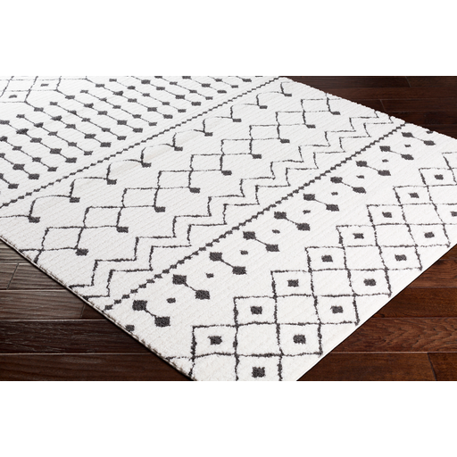 media image for Moroccan Shag Rug in White & Charcoal 289