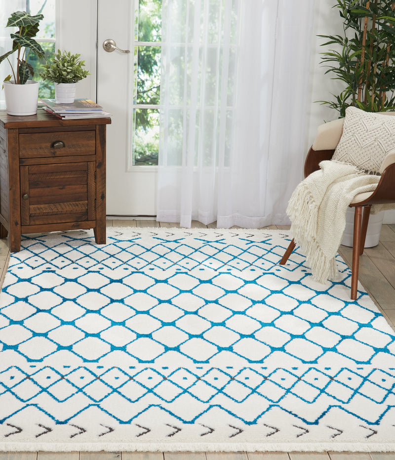 media image for kamala white blue rug by nourison nsn 099446407368 7 253