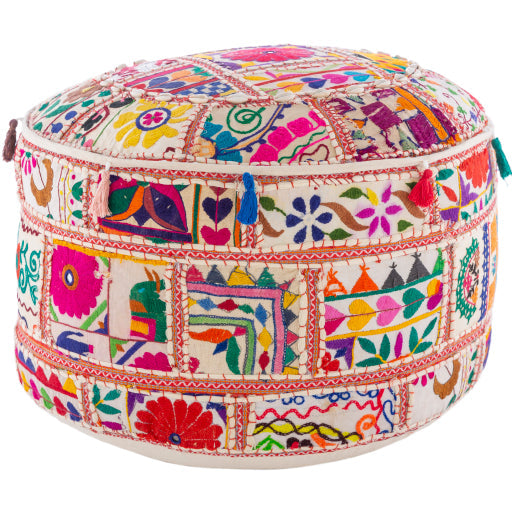 media image for karma cotton cream pouf by surya pouf 92 6 245