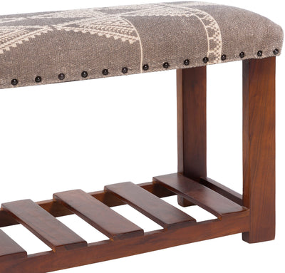 product image for Asmara RAM-002 Upholstered Bench in Medium Grey & Beige by Surya 63