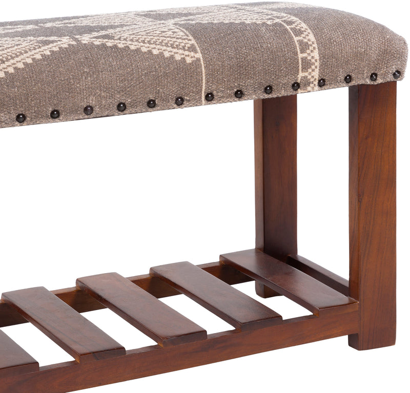 media image for Asmara RAM-002 Upholstered Bench in Medium Grey & Beige by Surya 24