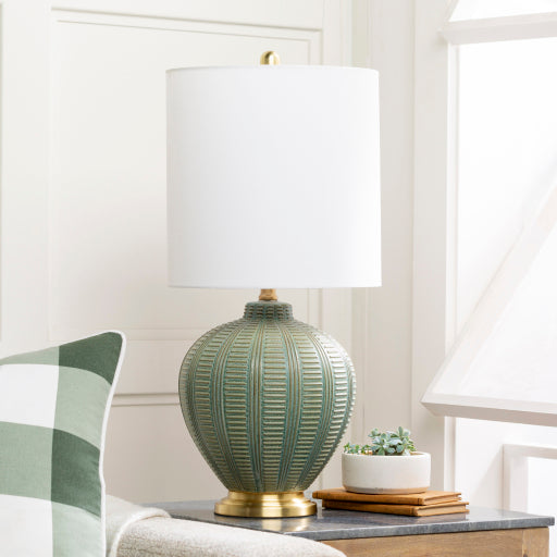 media image for Rayas Linen Green Table Lamp Styleshot 2 Image 299