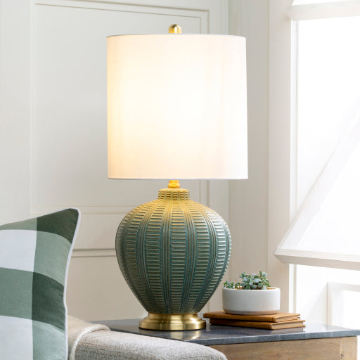 media image for Rayas Linen Green Table Lamp Styleshot Image 255