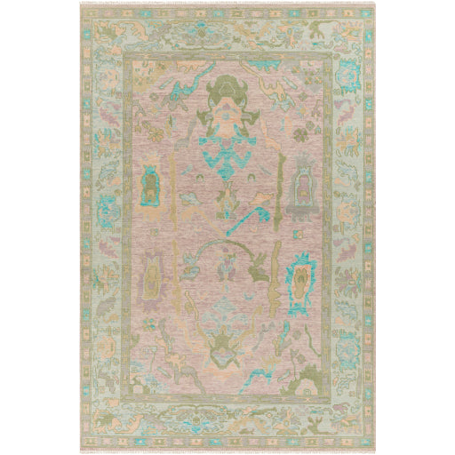 media image for Ushak Wool Aqua Rug Flatshot Image 253