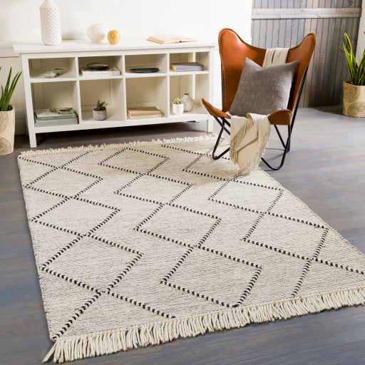 media image for Uttar Wool Black-white Rug Roomscene Image 254