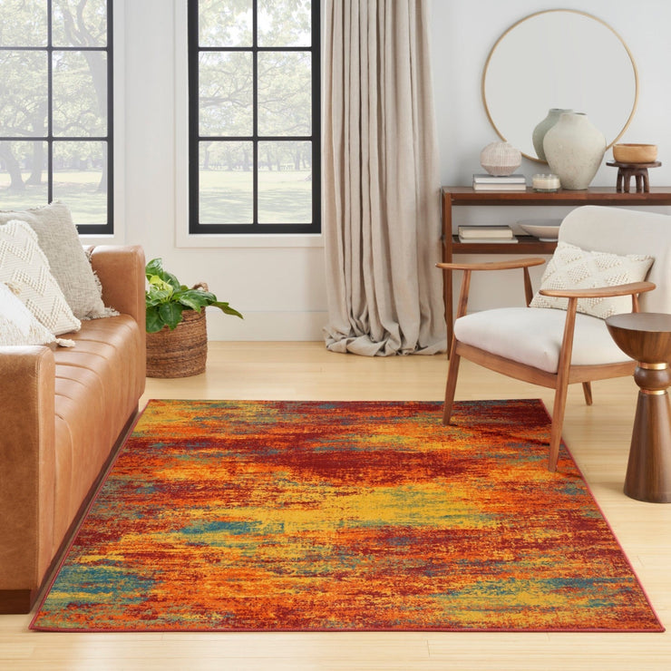 Nourison Essentials Indoor Outdoor Flame Abstract Rug By Nourison Nsn 099446941077 10