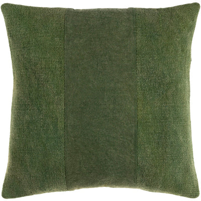 product image for Washed Stripe Cotton Dark Green Pillow Flatshot Image 24