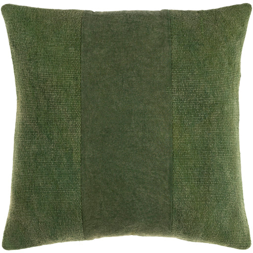 media image for Washed Stripe Cotton Dark Green Pillow Flatshot Image 213