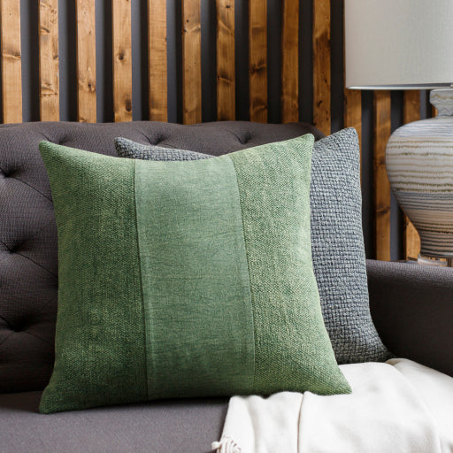 media image for Washed Stripe Cotton Dark Green Pillow Styleshot Image 298