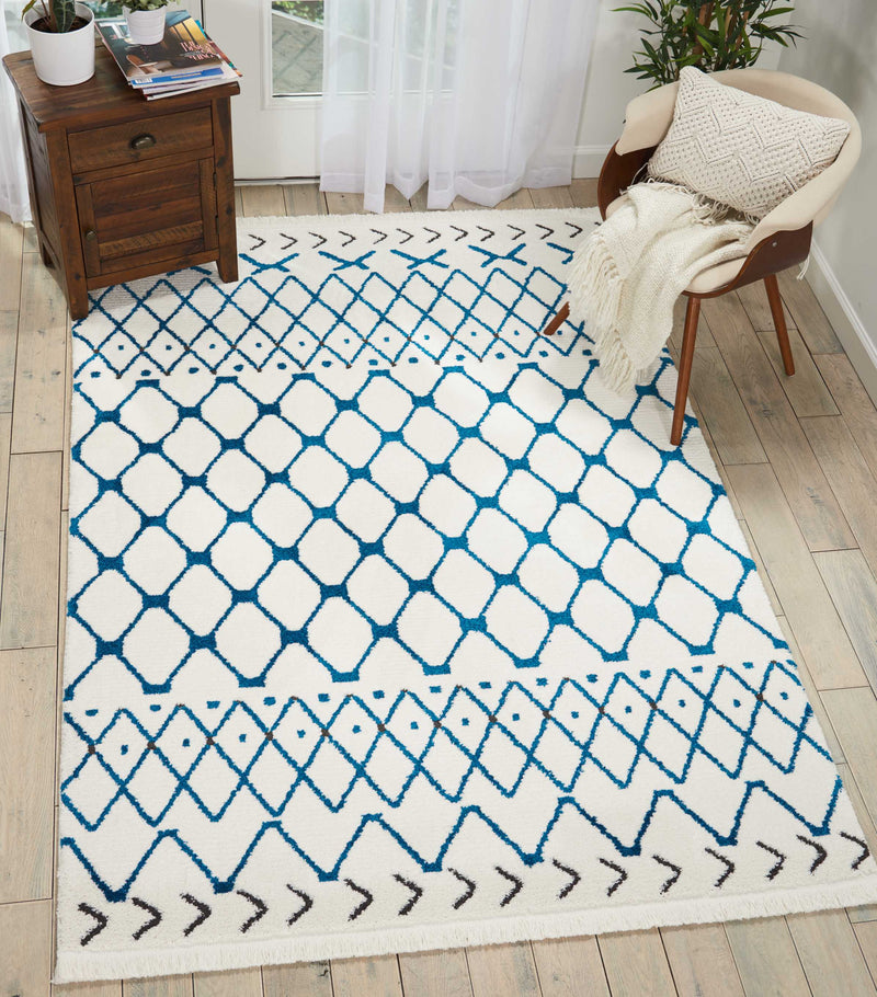 media image for kamala white blue rug by nourison nsn 099446407368 6 264