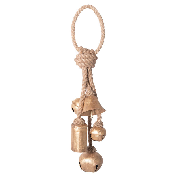 Metal Bells with Gold Finish on Jute Hanger