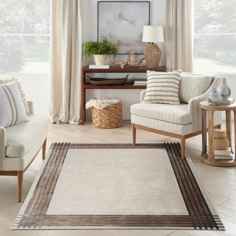 media image for Nourison Home Desire Ivory Silver Modern Rug By Nourison Nsn 099446128270 16 26