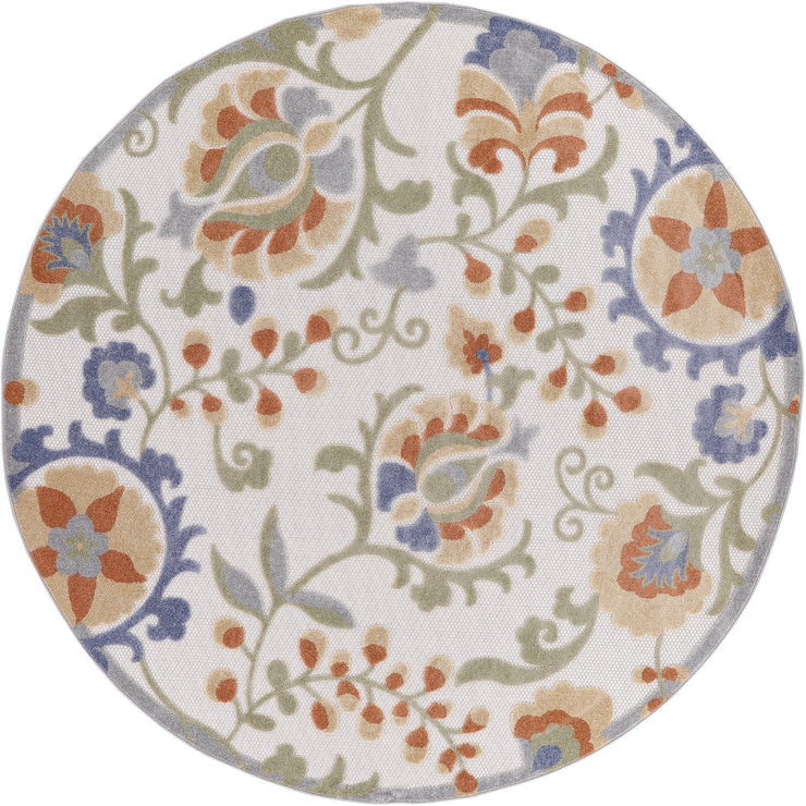 Aloha Indoor Outdoor Ivory Blue Floral Rug By Nourison Nsn 099446921369 2