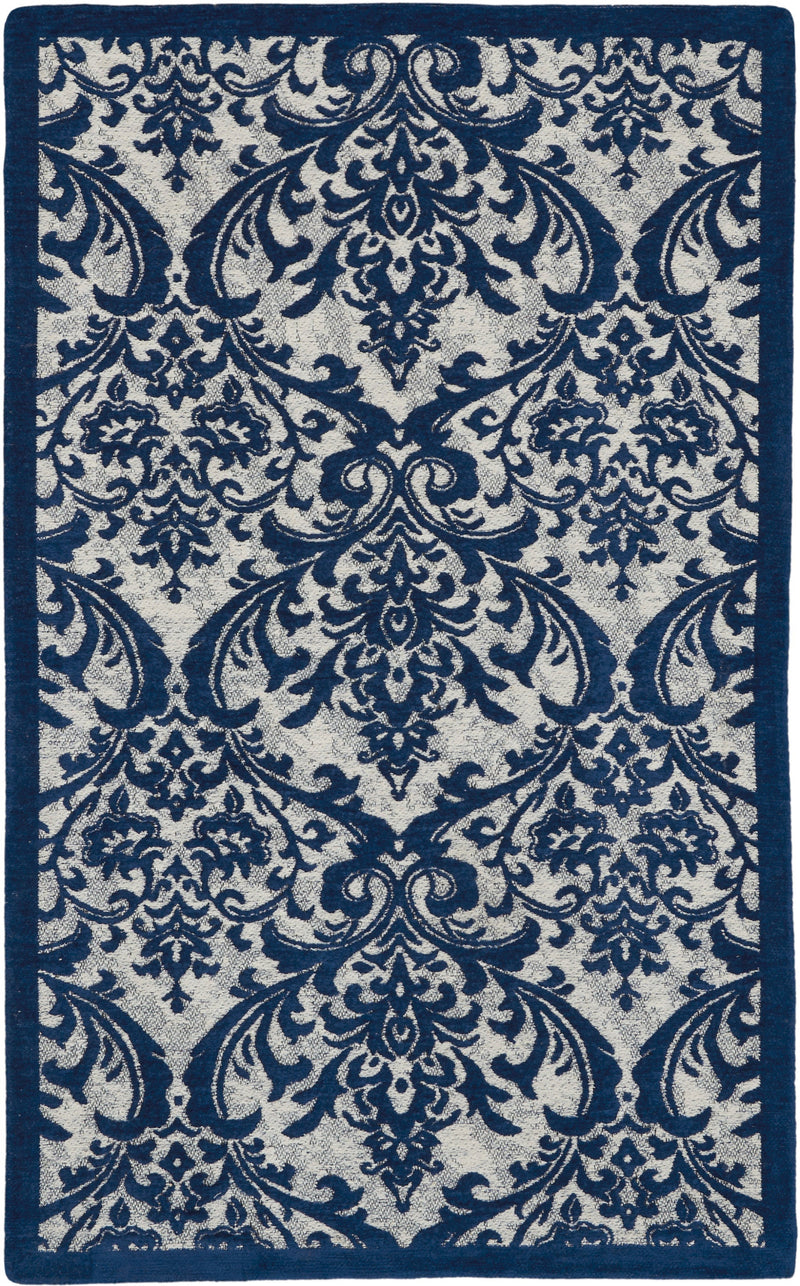 media image for damask ivory navy rug by nourison 99446341471 redo 1 26